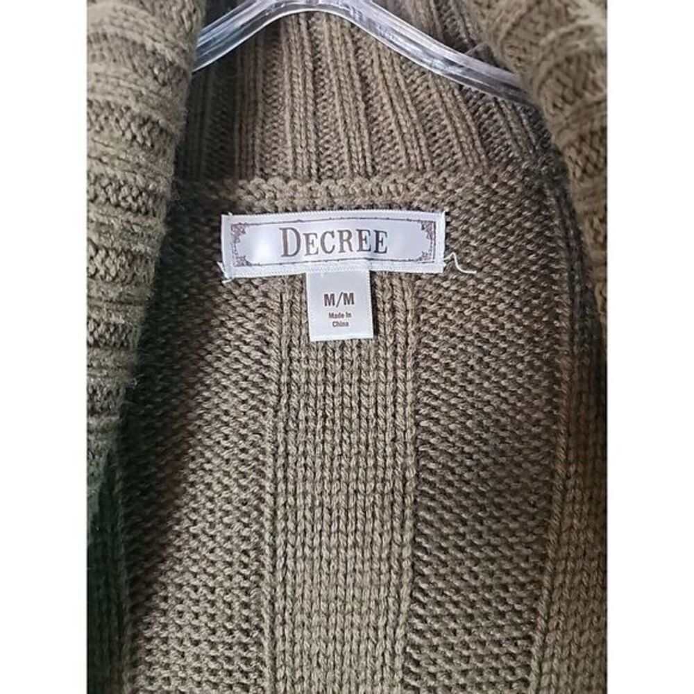 Decree Cardigan Sweater Women Medium Dark Green Knit Open Short Sleeve - Picture 3 of 5